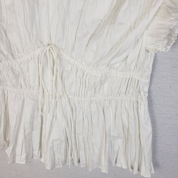 Rebecca Taylor Broomstick Peplum Blouse Flutter Sleeves in Lyria White size 14/L - Picture 15 of 16